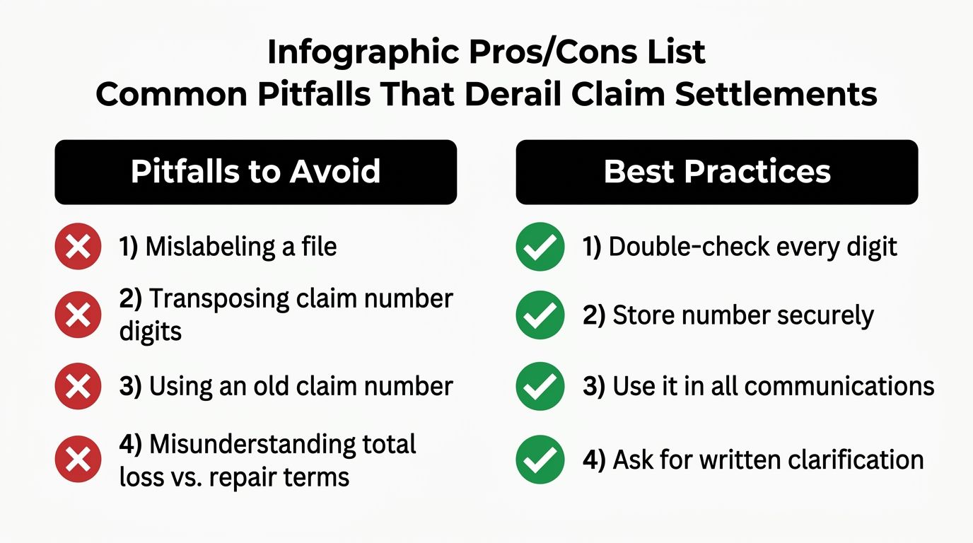 An infographic detailing common pitfalls to avoid and best practices for managing insurance claim numbers accurately.